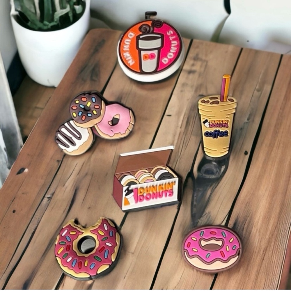 6 New Shoe Charms for Clogs or Crocs Dunkin Donuts Coffee Donuts Food NWOTs